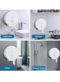 SYOSI Wall Mounted Toilet Roll Dispenser 10.6×11.0×4.7inch Jumbo Toilet Paper Holder for Bathroom Waterproof and Durable No Punching Required Plastic Paper Dispenser for School Bathroom Office White  - Image 2