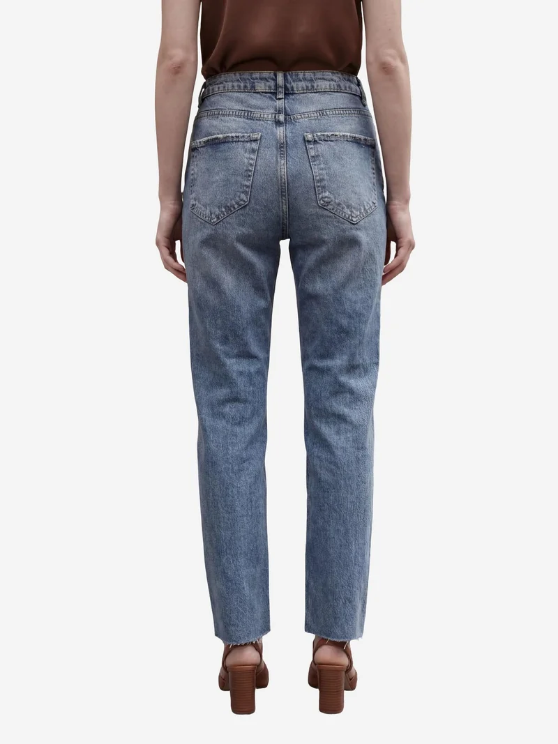 My Fashion Midnight Blue MY FASHION High Waist Ankle Length Straight Leg Denim Pants for Women | Best Price UAE