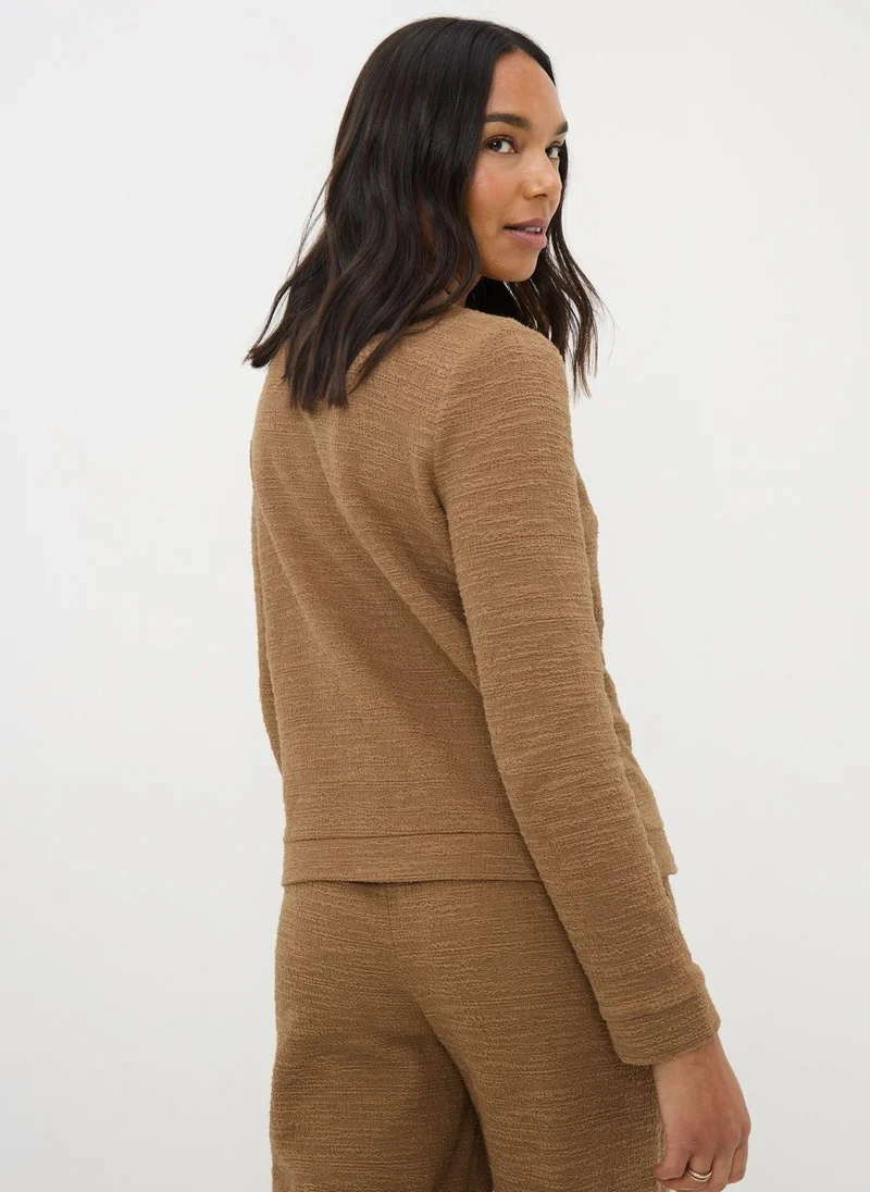 Matalan Brown Camel Button Up Boucle Co Ord Cardigan for Women | Best Price UAE