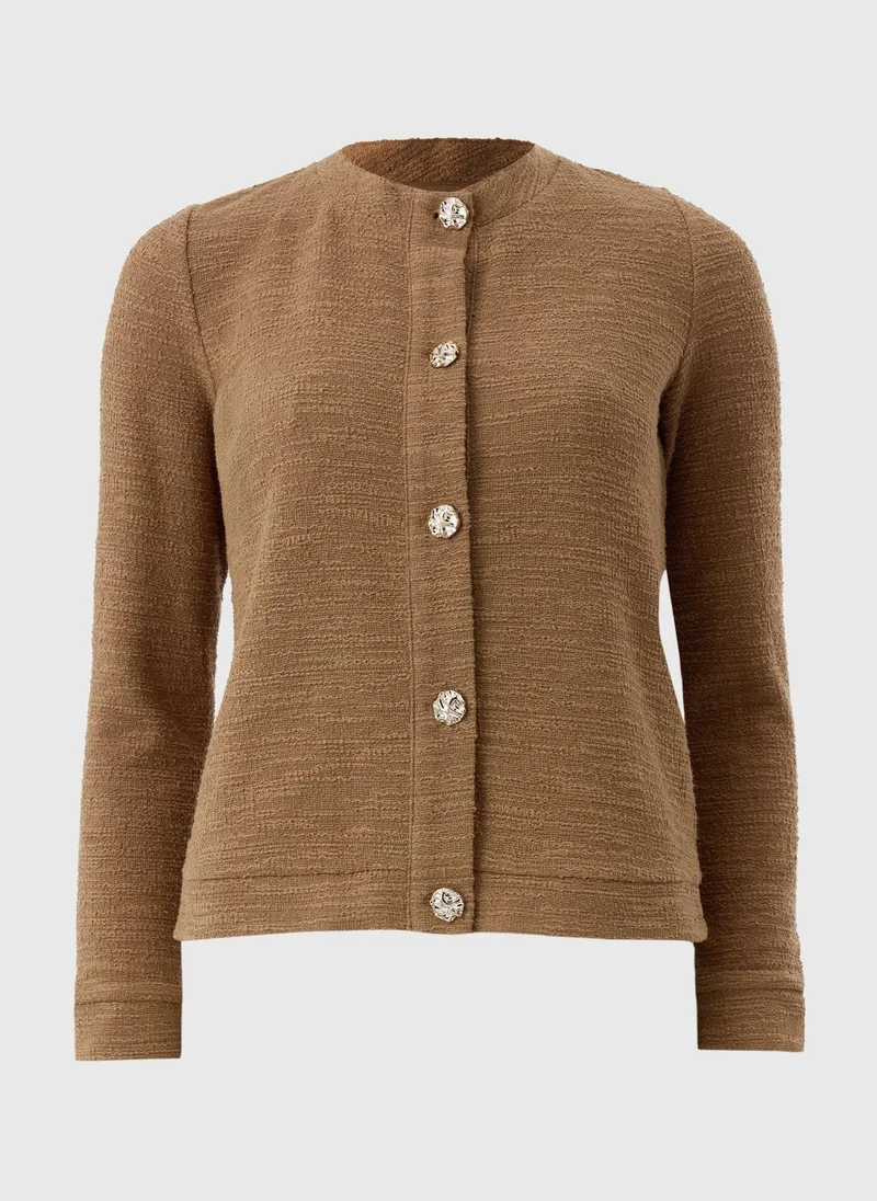 Matalan Brown Camel Button Up Boucle Co Ord Cardigan for Women | Best Price UAE