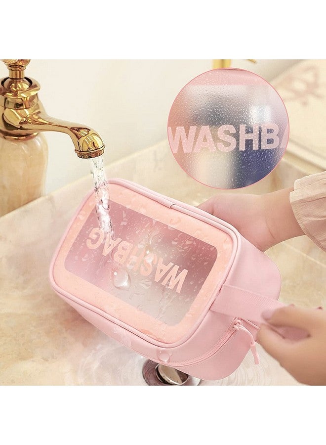 Luxafare Clear Makeup Pouch Set, Cosmetic Organizer Bag for Women and Girls Travel Waterproof Toiletry Storage Kit - Image 4