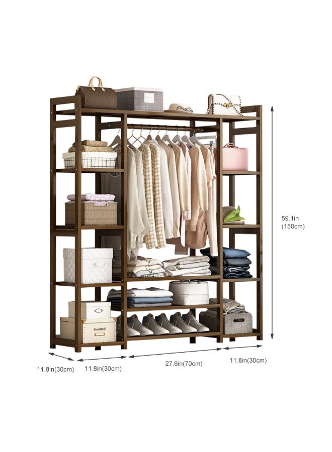 Forthcan Freestanding Wooden Clothes Rack, Space-Saving Coat Stand for Bedroom, Simple Modern Design, Square Luxury Model (Thickened Solid Wood), 130cm Length - Image 3