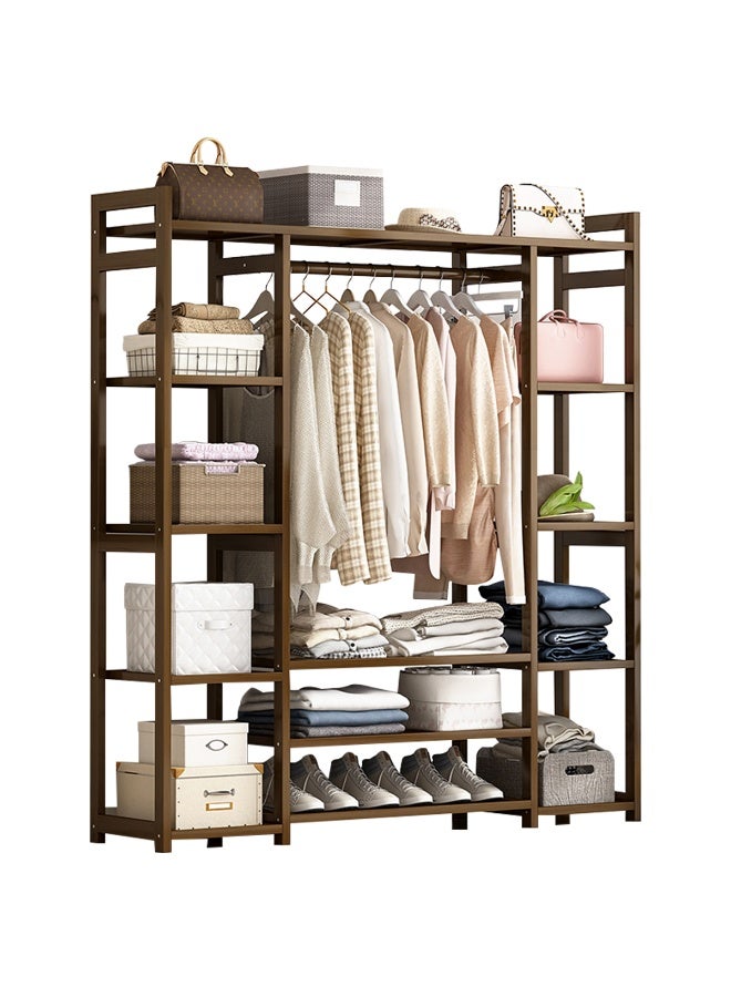 Forthcan Freestanding Wooden Clothes Rack, Space-Saving Coat Stand for Bedroom, Simple Modern Design, Square Luxury Model (Thickened Solid Wood), 130cm Length - Image 1