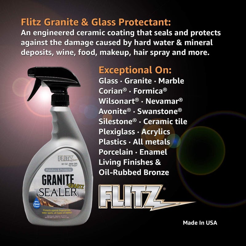 Flitz Ceramic Granite + Quartz Sealer for Countertops, Stainless Steel, Glass, Appliances - Shield Against Fingerprints - 32 oz, Undefined - Image 2