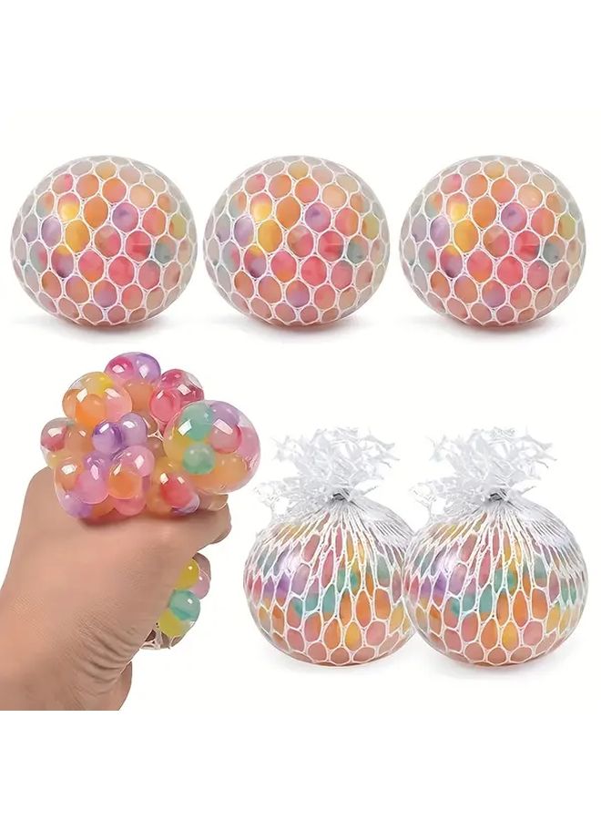 Rainbow Bead Stress Balls 3pcs Random Color Soft Squeeze Toy for Kids Adults Office Relaxation - Image 3