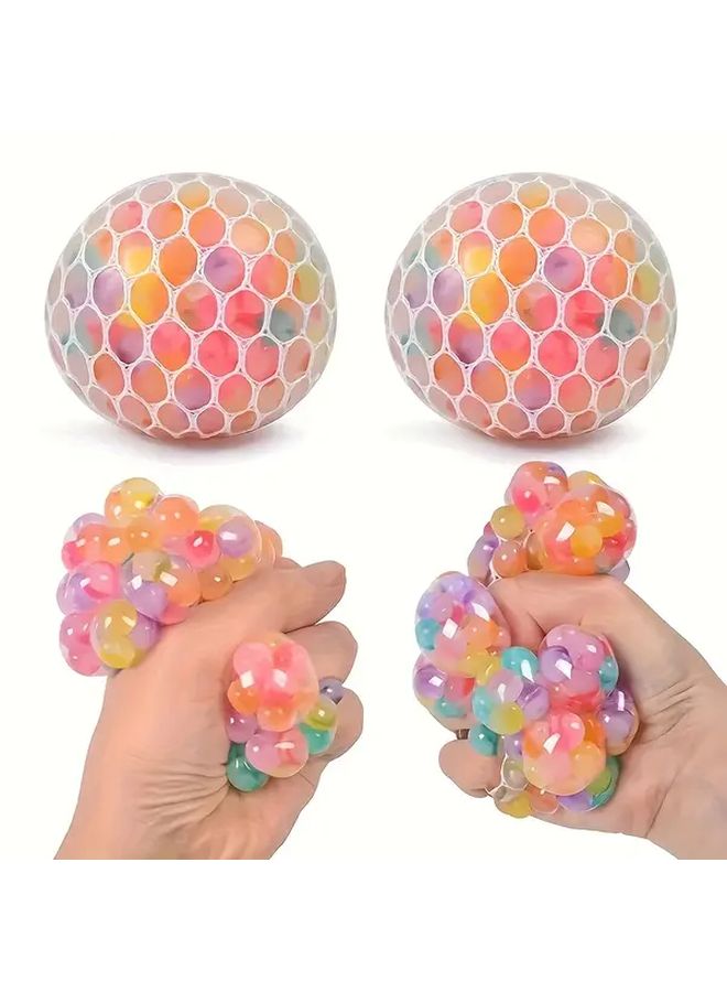Rainbow Bead Stress Balls 3pcs Random Color Soft Squeeze Toy for Kids Adults Office Relaxation - Image 1