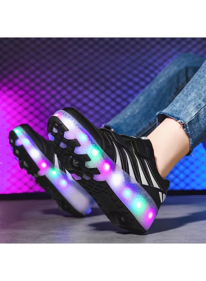 أحذية رياضية مضيئة مع عجلات، التزلج على الجليد، الأطفال، المراهقين، أحذية رياضية الطلاب، أحذية رياضية باردة مع عجلات كهدية للأطفال - Image 2