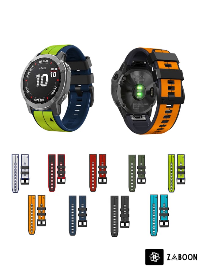 Zaboon Garmin Descent MK2i 26mm Silicone Sports Two-Color Watch Band - Image 3