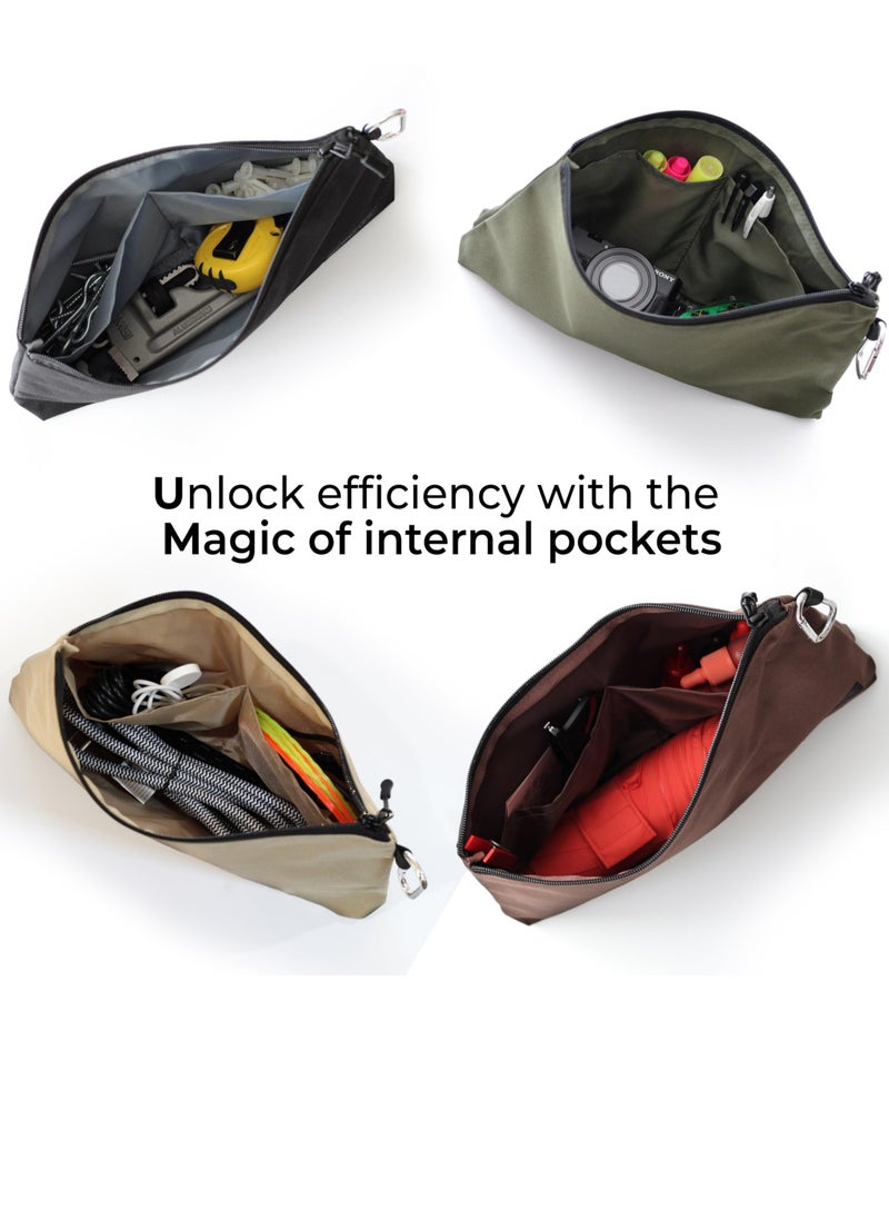Excefore Premium Tool Pouch Zipper Bag with internal pockets, 12inch Tool Bag, Multipurpose Storage pouch, Flat Bottom with YKK Zipper for Tools, Gadgets, Cosmetics, Stationary,Travel accessary (3 Pack)  - Image 3