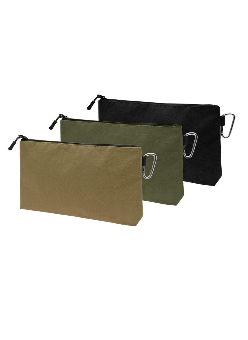 Excefore Premium Tool Pouch Zipper Bag with internal pockets, 12inch Tool Bag, Multipurpose Storage pouch, Flat Bottom with YKK Zipper for Tools, Gadgets, Cosmetics, Stationary,Travel accessary (3 Pack)  - Image 1