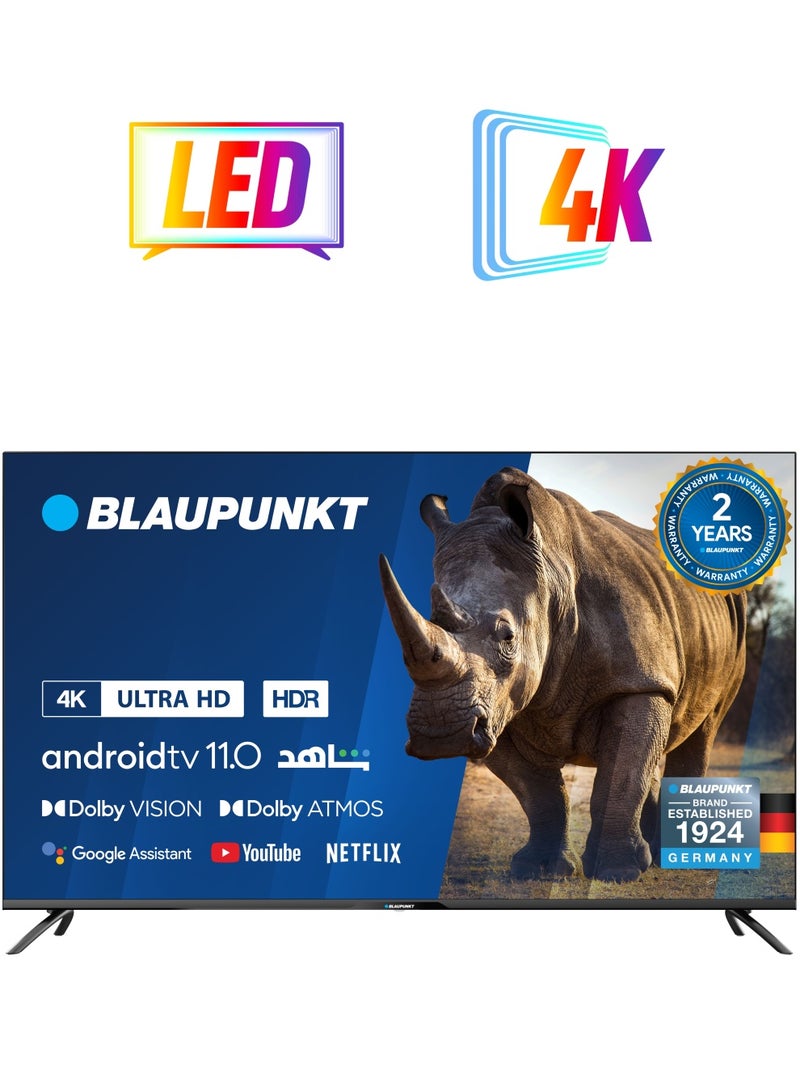 Blaupunkt 55UBC6000D 55inch 4K-UHD Android Smart TV, German Technology, Android TV 11, Dolby Vision, Dolby Atmos, MEMC, 16GB Memory, Netflix, YouTube, Shahid, Wi-Fi, Bluetooth 5.0 - Image 1