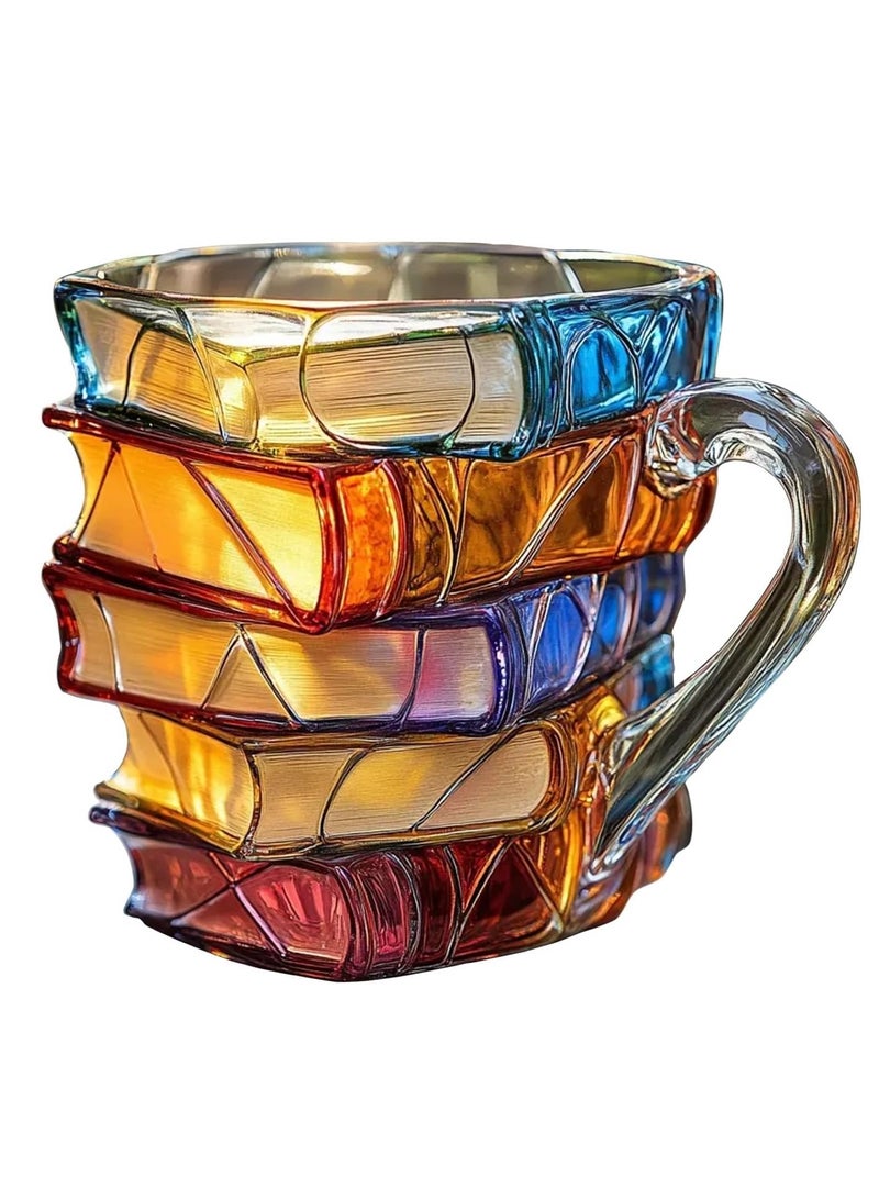 Colorful Book Cup, Innovative 3d Painted Book Coffee Cup, Unique Stacked Colored Book Coffee Cup, Large Insulated Coffee Cup, A Collectible Gift For Literature Enthusiasts, Suitable For Espresso, Cappuccino, Tea, Latte  - Image 1