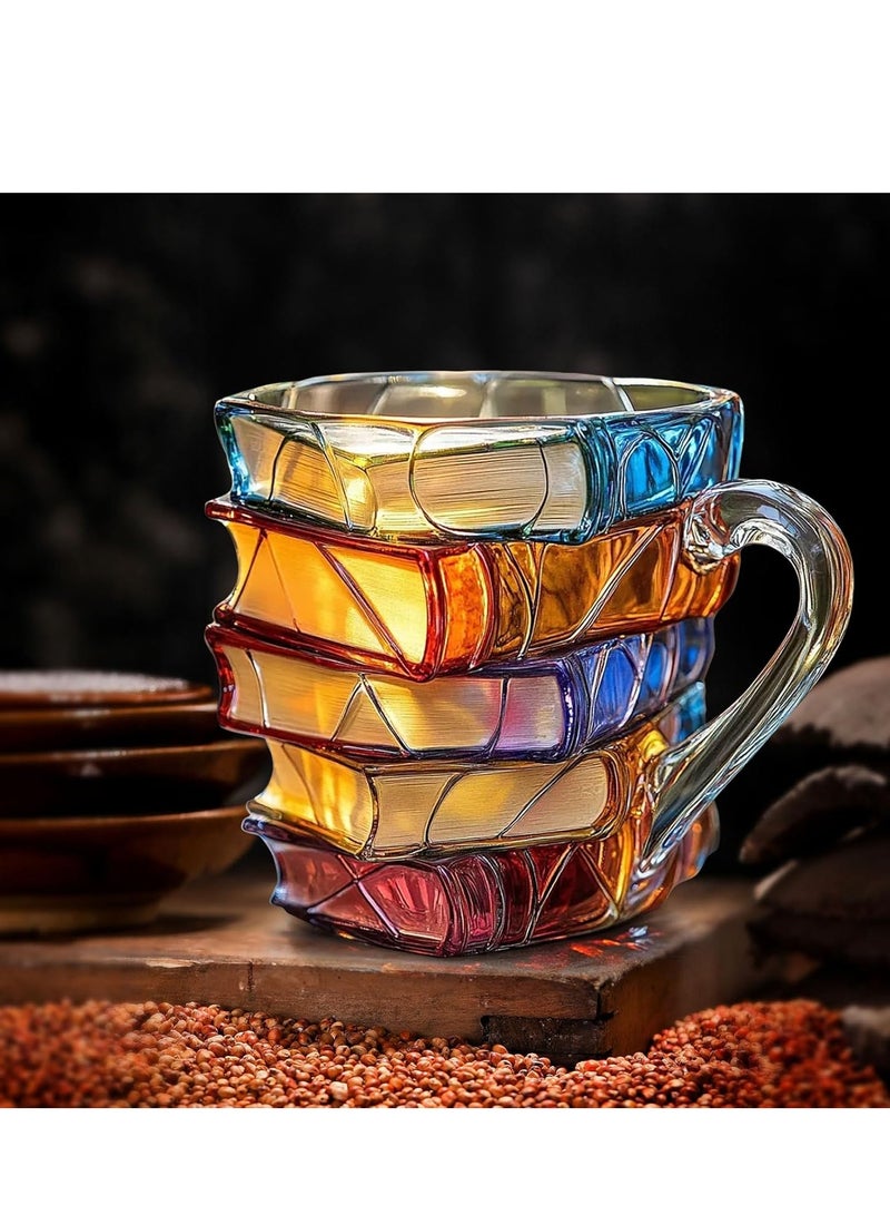 Colorful Book Cup, Innovative 3d Painted Book Coffee Cup, Unique Stacked Colored Book Coffee Cup, Large Insulated Coffee Cup, A Collectible Gift For Literature Enthusiasts, Suitable For Espresso, Cappuccino, Tea, Latte  - Image 2