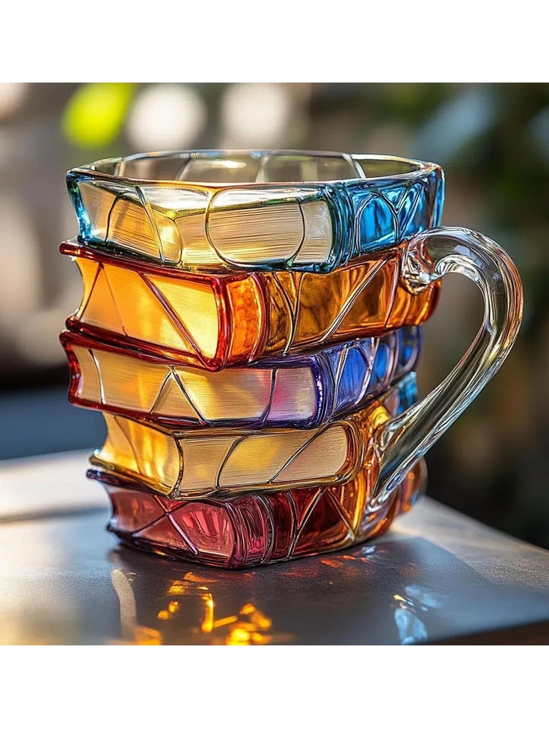 Colorful Book Cup, Innovative 3d Painted Book Coffee Cup, Unique Stacked Colored Book Coffee Cup, Large Insulated Coffee Cup, A Collectible Gift For Literature Enthusiasts, Suitable For Espresso, Cappuccino, Tea, Latte  - Image 3