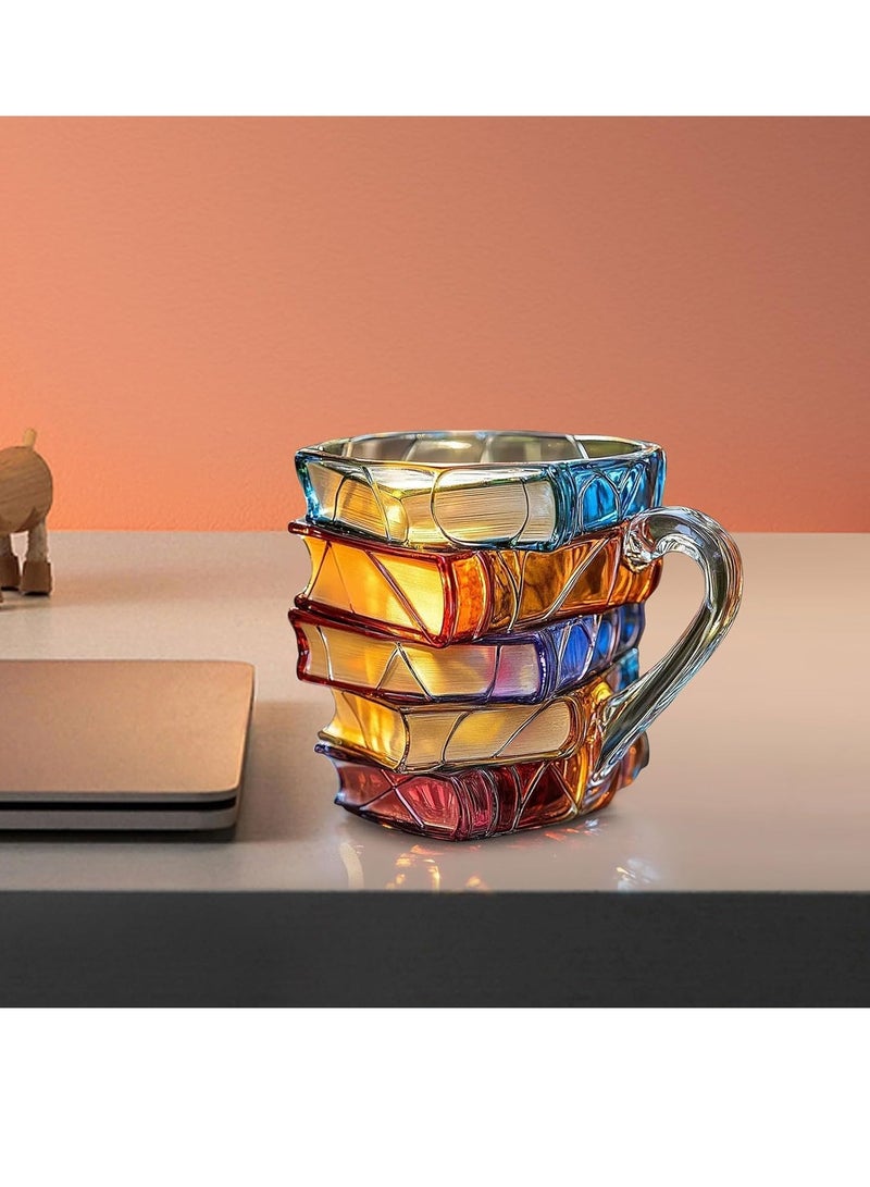 Colorful Book Cup, Innovative 3d Painted Book Coffee Cup, Unique Stacked Colored Book Coffee Cup, Large Insulated Coffee Cup, A Collectible Gift For Literature Enthusiasts, Suitable For Espresso, Cappuccino, Tea, Latte  - Image 4