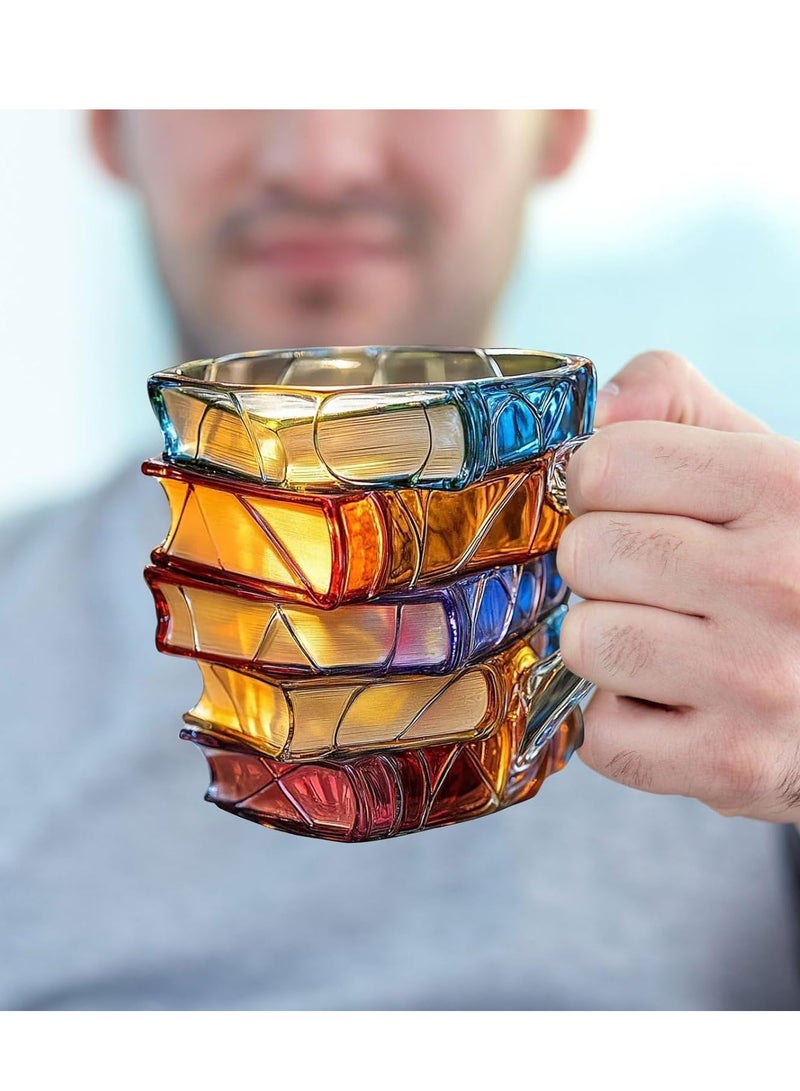 Colorful Book Cup, Innovative 3d Painted Book Coffee Cup, Unique Stacked Colored Book Coffee Cup, Large Insulated Coffee Cup, A Collectible Gift For Literature Enthusiasts, Suitable For Espresso, Cappuccino, Tea, Latte  - Image 5