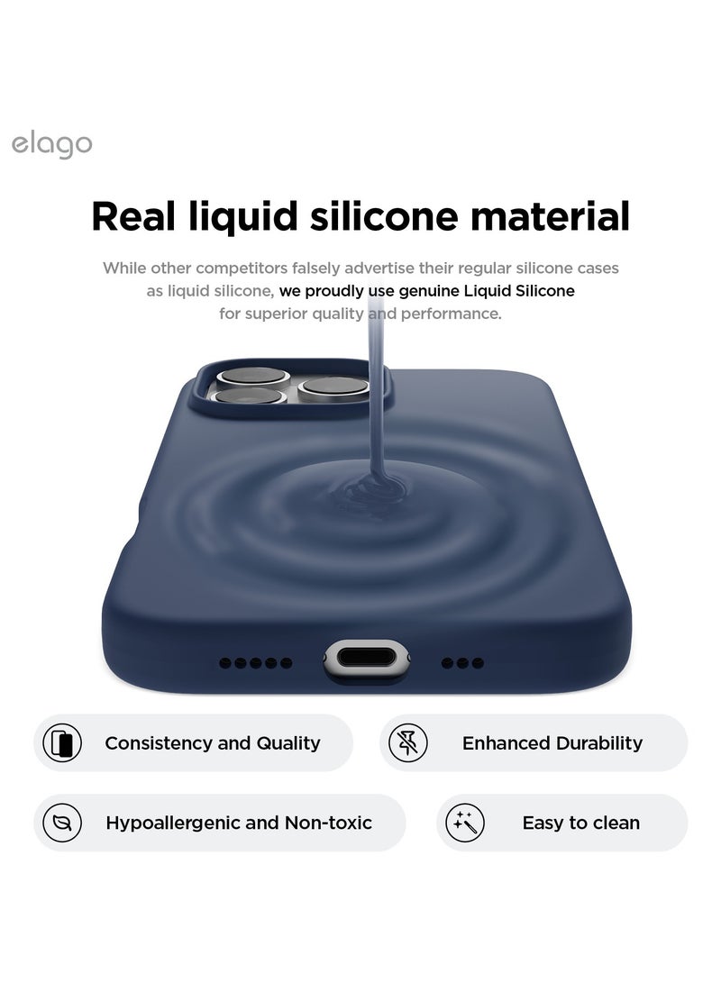 Elago Magnetic Liquid Silicone for iPhone 16 Pro MAX Case Cover Compatible with MagSafe Shockproof - Jean Indigo - Image 3