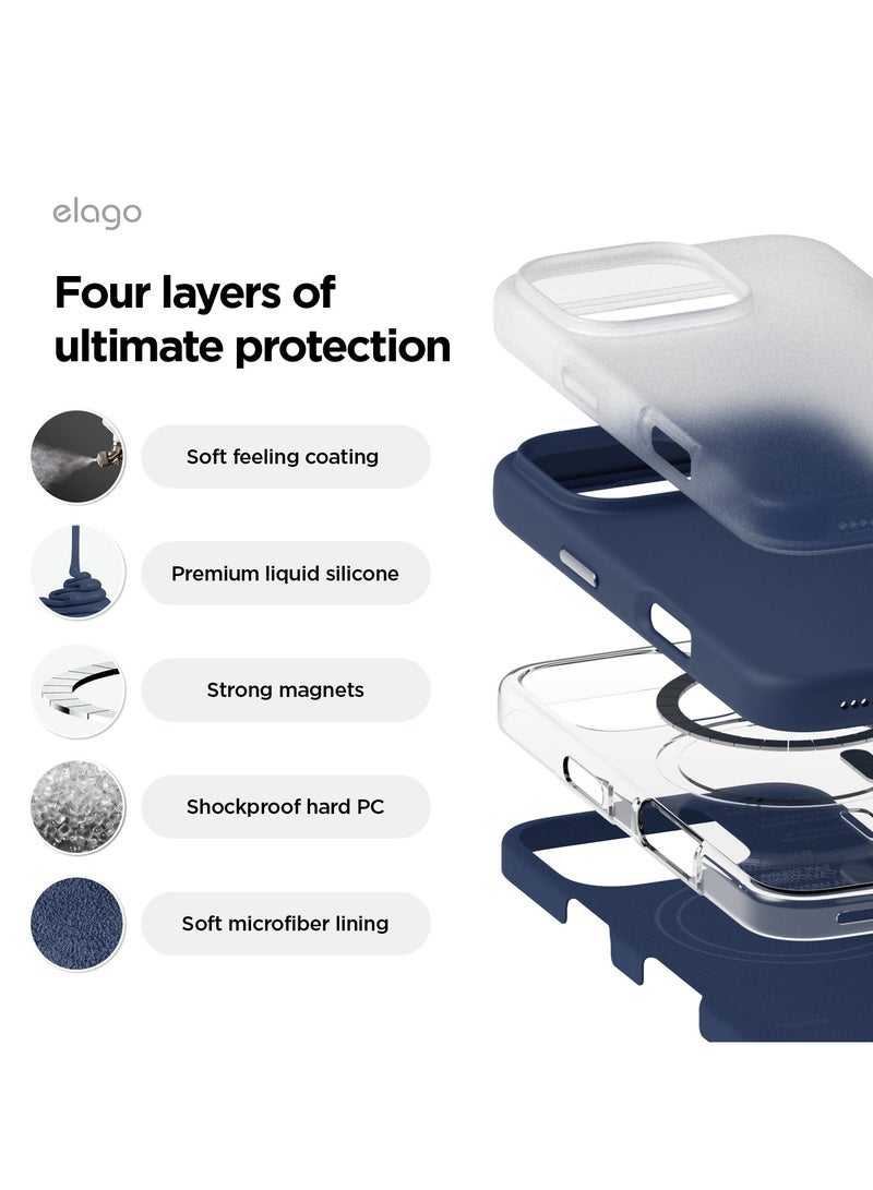 Elago Magnetic Liquid Silicone for iPhone 16 Pro MAX Case Cover Compatible with MagSafe Shockproof - Jean Indigo - Image 5