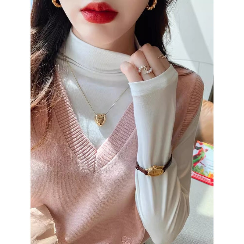 High Neck Velvet Base Shirt Women'S Casual New Brushed Thickened Winter High-End Sense Explosive Black Top - Image 4