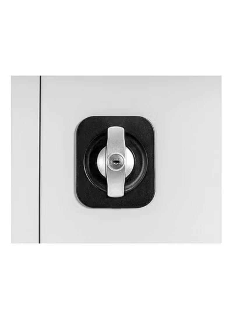 KARNAK Heavy Duty Steel Storage Cabinet with Lock – 2-Door Office Filing Cabinet with 4 Adjustable Shelves, Metal Cupboard for Home, Office, School – Light Grey - Image 4