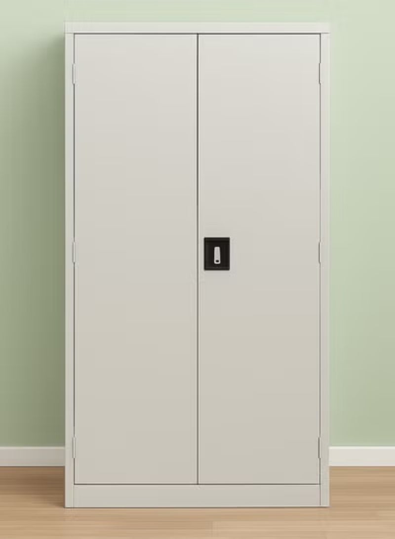 KARNAK Heavy Duty Steel Storage Cabinet with Lock – 2-Door Office Filing Cabinet with 4 Adjustable Shelves, Metal Cupboard for Home, Office, School – Light Grey - Image 1
