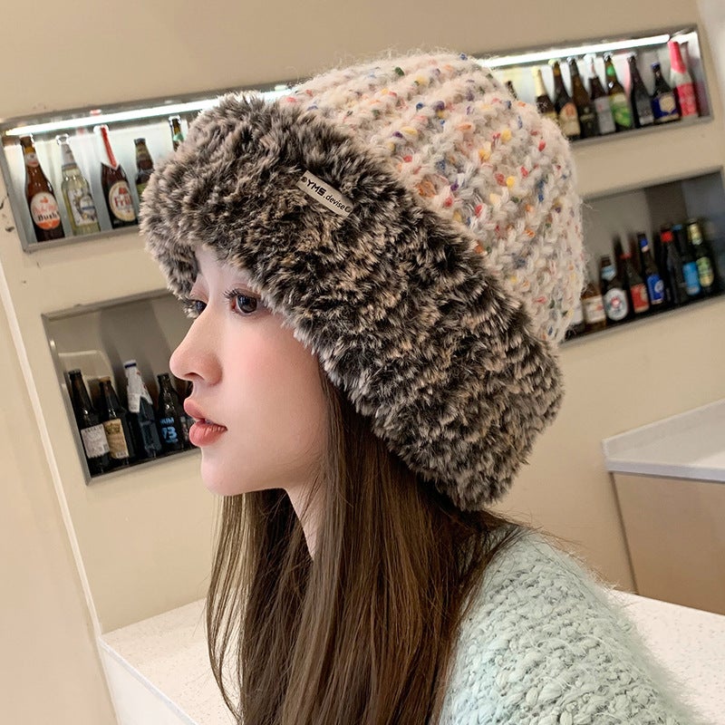 Autumn/winter Knit Hat Womens Korean Style Warm Versatile Ear Protection Face Exposing Small Size Skullies Beanies Wholesale White 