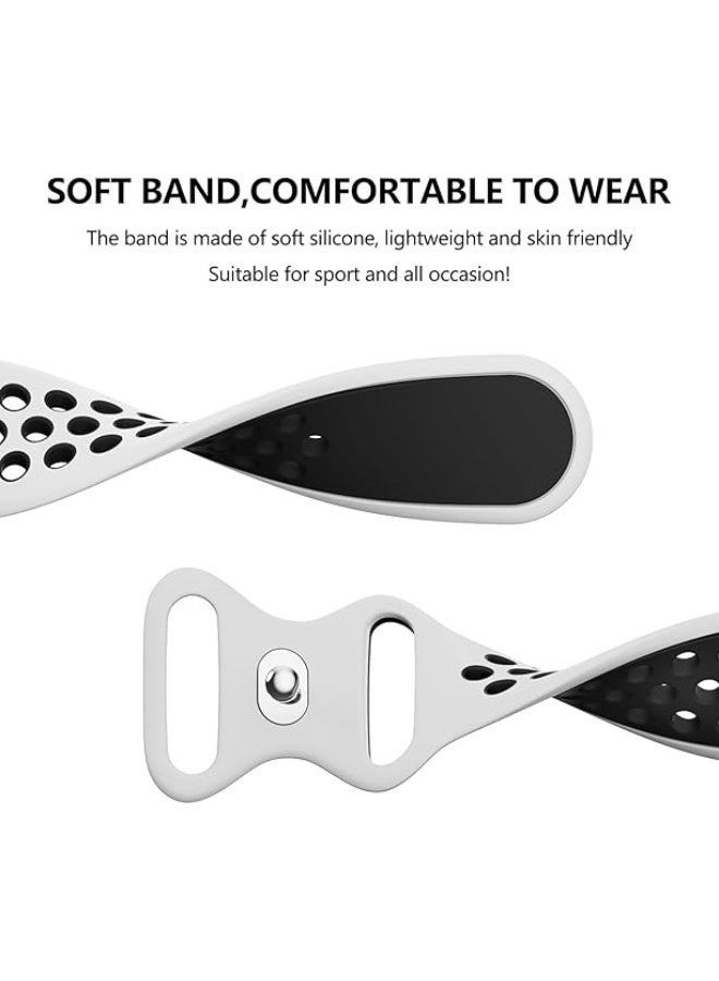 Compatible with Apple Watch Band 44mm 45mm 42mm 46mm 49mm, Soft Silicone Sport Replacement Strap for iWatch Ultra SE 3 Gen 2nd Generation Band Series 11 10 9 8 7 6 5 4 3 2 1Men Women, White/Black - Image 4