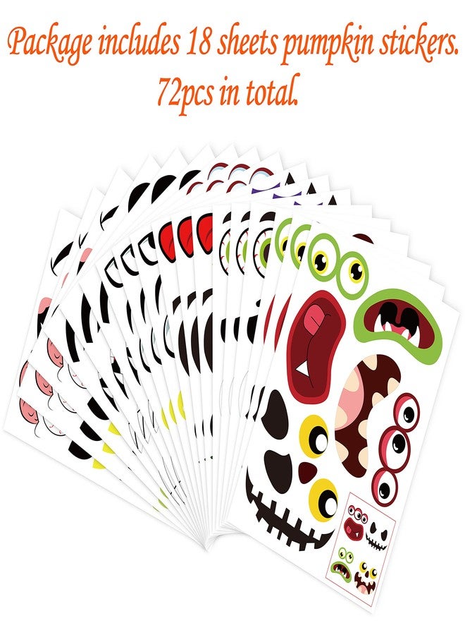 jollylife مجموعة ملصقات تزيين اليقطين 72 تعبيرات للحرف اليدوية في عيد الهالوين للأطفال - اصنع وجه جاك-أو-لانترن الخاص بك زينة الحفلات - Image 5