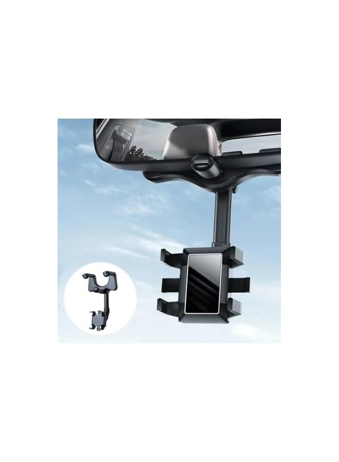 erorex Car Rearview Mirror Phone Holder For Car 360°Rotatable And Retractable Rear View Mirror Phone Holder Multifunctional 360° Rotatable Car Rearview Mirror Phone Holder For Most Phones And Car - Image 1