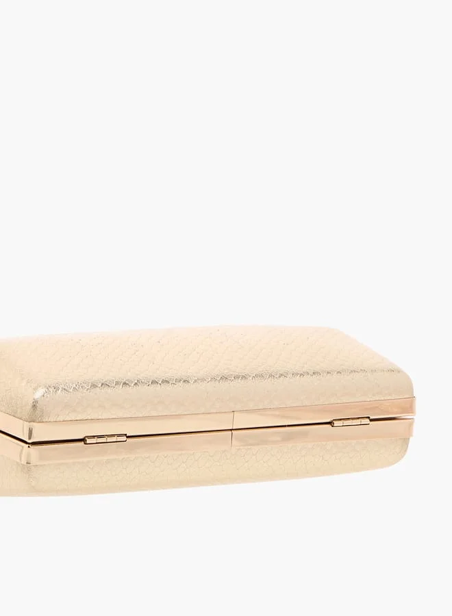 Flora Bella By Shoexpress Women Textured Clutch with Flap Closure and Chain Strap