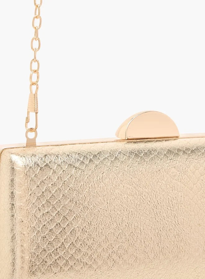 Flora Bella By Shoexpress Women Textured Clutch with Flap Closure and Chain Strap
