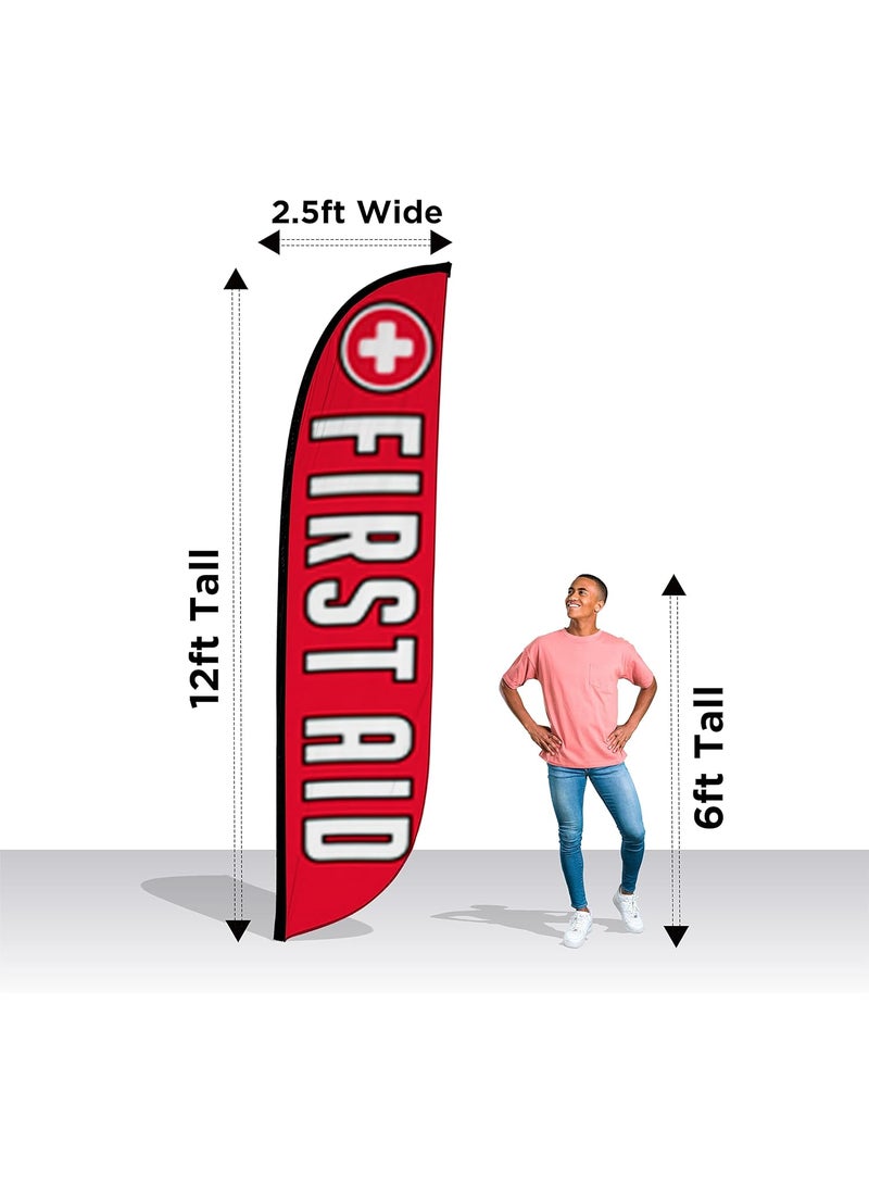 LookOurWay LookOurWay Feather Flag  12ft Tall Advertising Flag Banner for Business and Events Promotion  Flag Only  Health Care Themed  First Aid 10M1200245  - Image 3