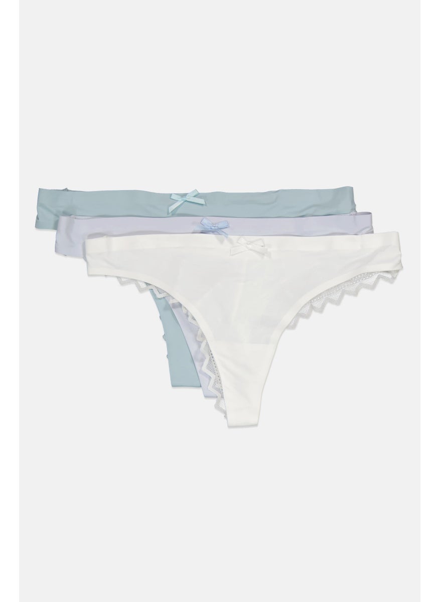 bebe - Women 3 Pieces Textured Strings Panties, Multicolor - Image 1