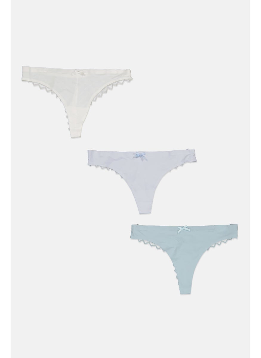 bebe - Women 3 Pieces Textured Strings Panties, Multicolor - Image 1