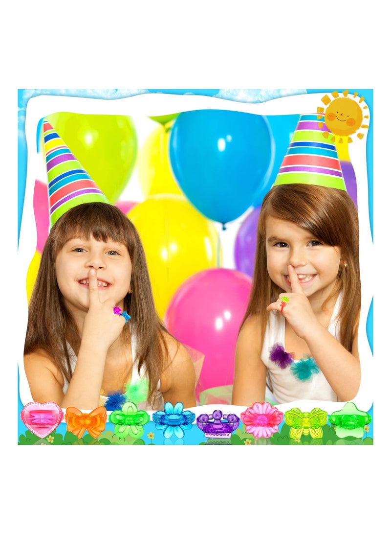 Zikra 500 Pcs Glitter Plastic Rings Party Favor for Kids Girls Boys Assorted Colors and Designs Trinkets Carnival Prizes Treasure Chest Game Mardi Gras Throws Parades - Image 5