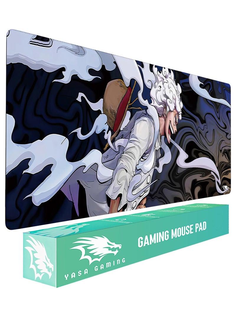 Extended Large Gaming Mouse Pad 100 X 50 cm XXL Full Desk Art style & Mousepad Non-Slip Rubber Base Big Keyboard Mat with Stitched Edges water resist for Gaming from Yasa ( Luffy )