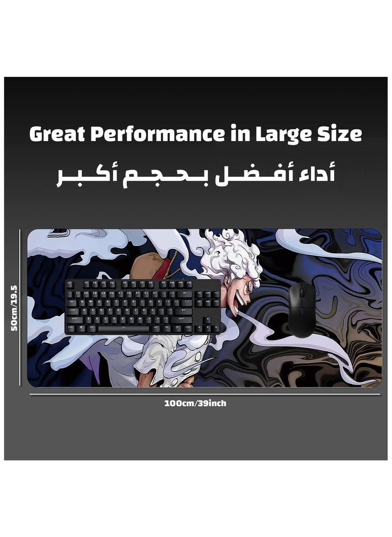 Extended Large Gaming Mouse Pad 100 X 50 cm XXL Full Desk Art style & Mousepad Non-Slip Rubber Base Big Keyboard Mat with Stitched Edges water resist for Gaming from Yasa ( Luffy )