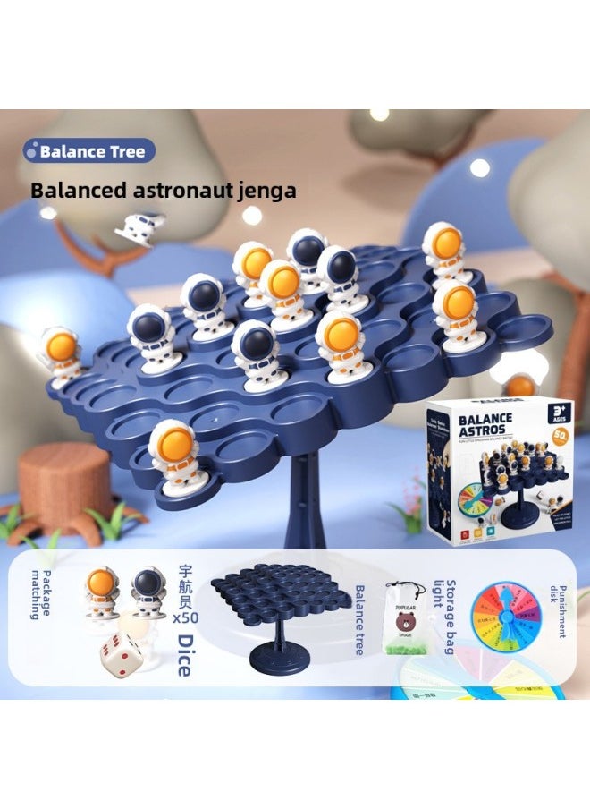 Astronaut Balance Game Desktop Toy Stacking Fun Educational Parent-child Interaction Children's Play Space Adventure-Color:50 Astronauts + Balance Table + Punishment Plate + Storage Bag + Dice ]  - Image 1
