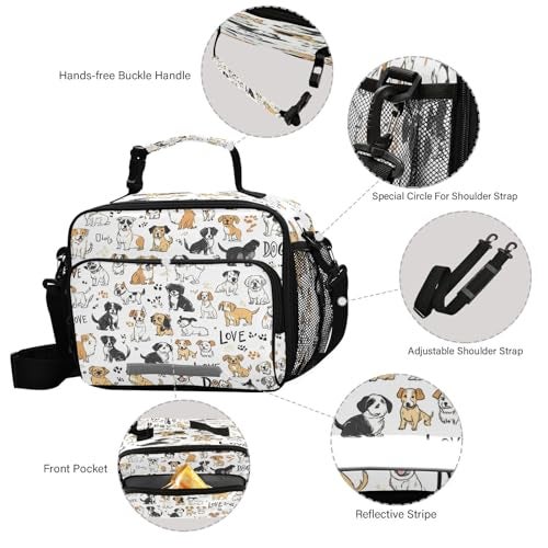 Kcldeci Dog Insulated Lunch Bag for Women/Men Breeds Puppy Pet Reusable Lunch Box for Office Work School Picnic Beach - Leakproof Cooler Tote Bag Freezable Lunch Bag - Image 4