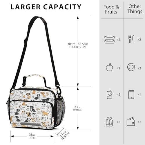Kcldeci Dog Insulated Lunch Bag for Women/Men Breeds Puppy Pet Reusable Lunch Box for Office Work School Picnic Beach - Leakproof Cooler Tote Bag Freezable Lunch Bag - Image 3