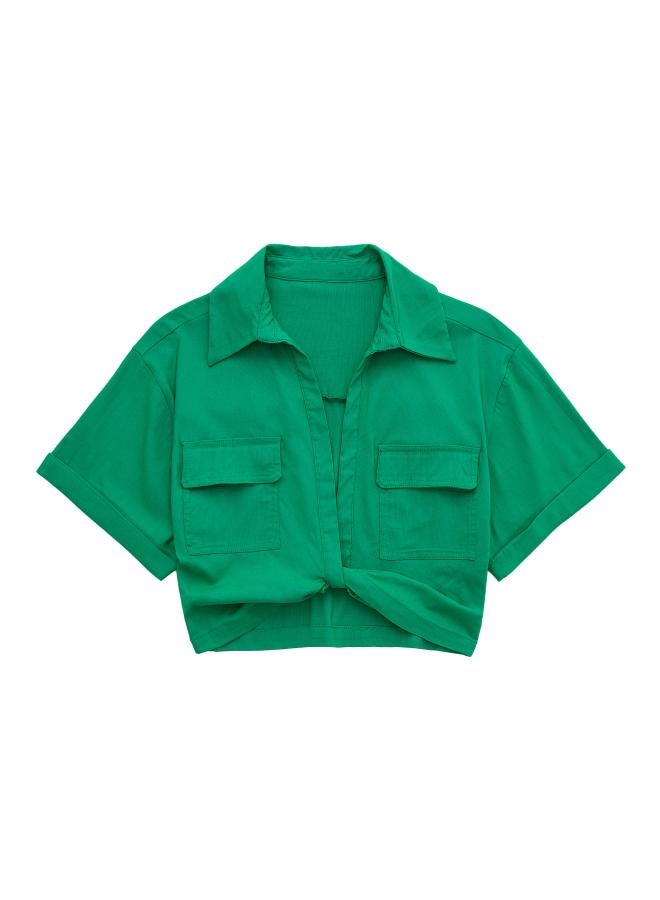 VUELO European And American Style Summer New Elastic Linen Blended Multi-color Short Shirt Women's 7385036 - Image 1