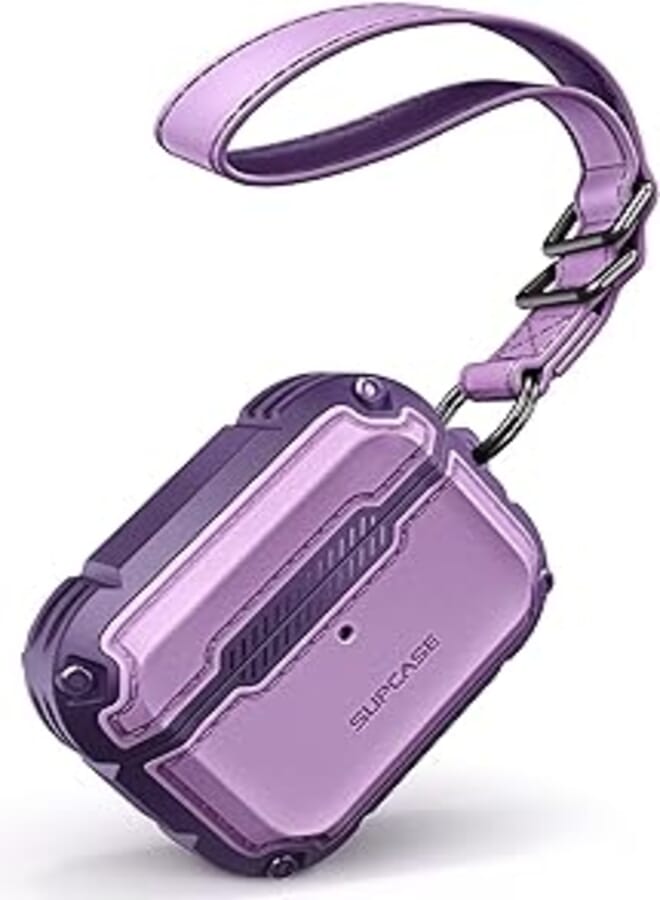 SupCase Supcase unicorn beetle royal series case designed for airpods pro, full-body rugged protective cover case with hand-strap for apple airpods pro (purple)