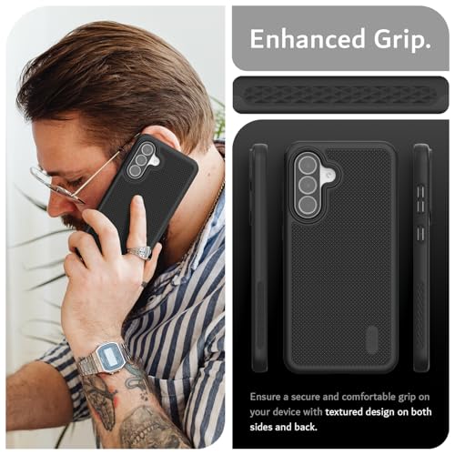 TUDIA DualShield Grip Designed for Samsung Galaxy A56 5G Case (2025), [MergeGrip] Military Grade Dual Layer Shockproof Slim Tough Heavy Duty Protective Phone Case for Galaxy A56 (Black) - Image 3