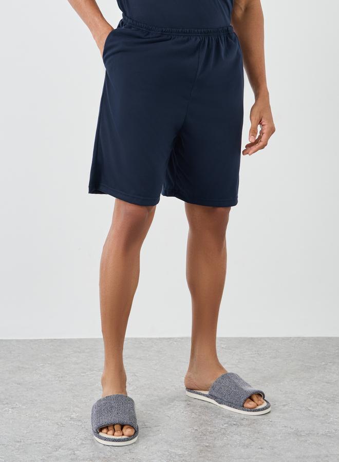 Styli Contrast Neck T-Shirt with Slogan Print Pocket and Shorts Set - Image 5