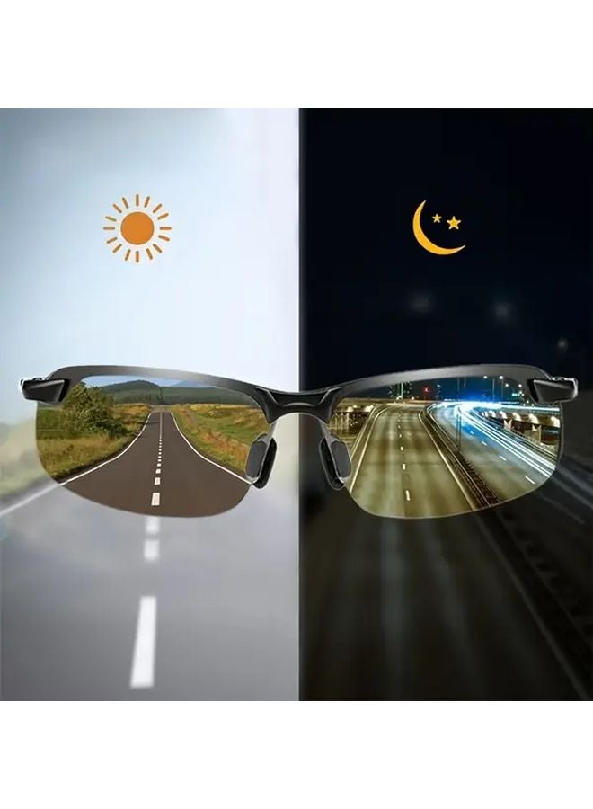Black Gray Polarized Day Night Fashion Glasses For Adults Color Changing Lenses - Image 1