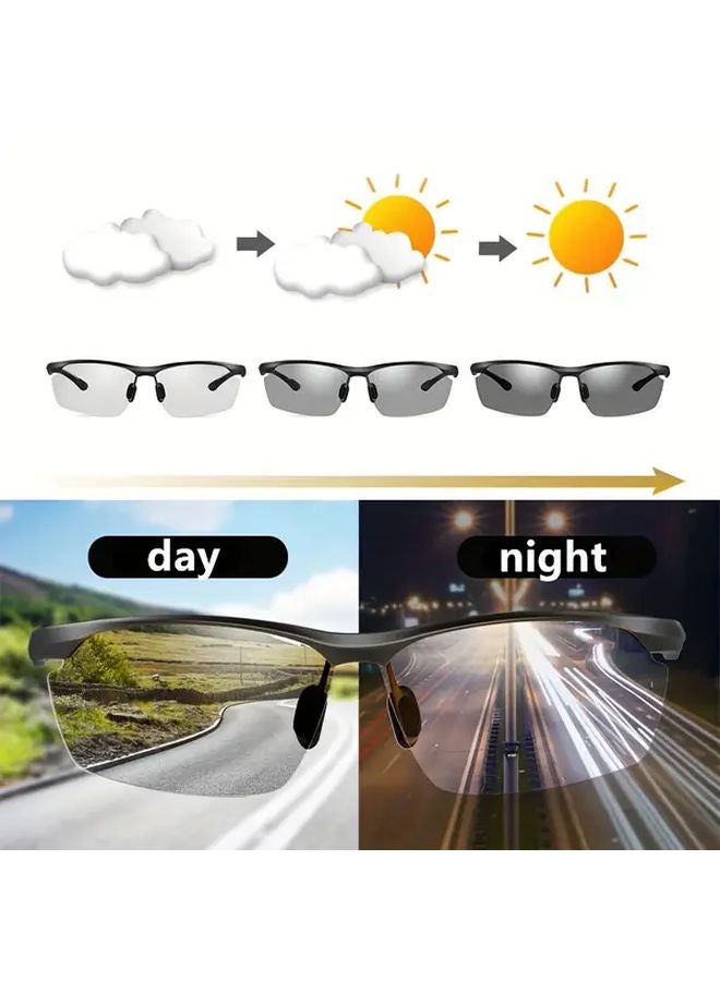 Black Gray Polarized Day Night Fashion Glasses For Adults Color Changing Lenses - Image 2