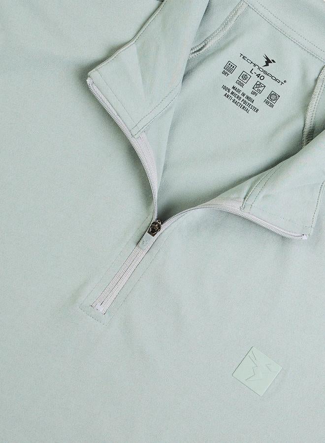 Technosport Solid 4-Way Stretch Half Zip Front Slim Fit Polo T-Shirt - Image 4