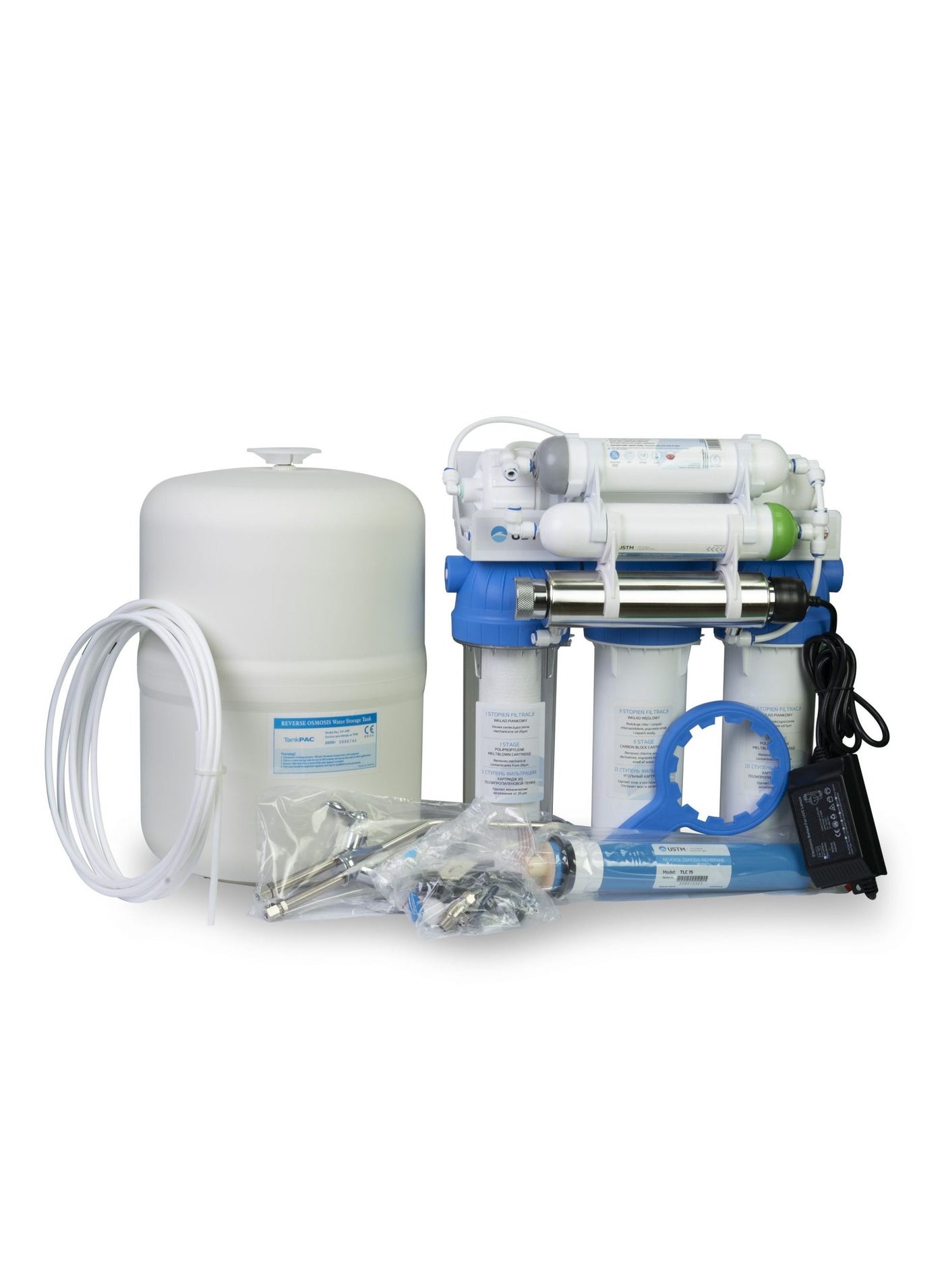 USTM 6 Stage Reverse Osmosis Filtration System, With 75GPD Stable Flow, NSF Certified RO Drinking Water Purification, With Nickel Faucet And Tank, Booster Pump, Plus Under Sink Replacement Filters