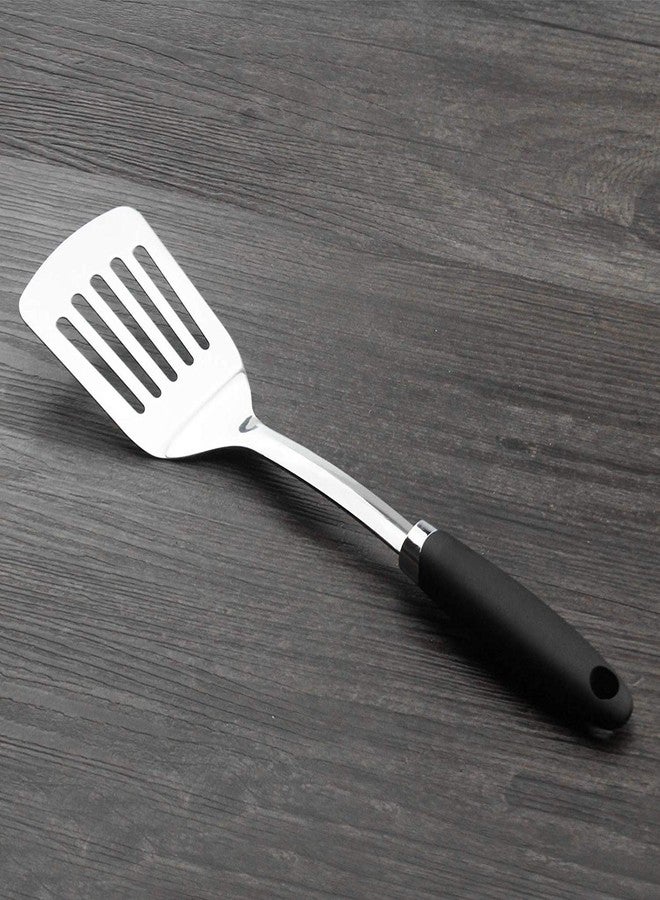 JXWING Brushed Slotted Stainless Steel Turner, Non-Slip Spatula with Ergonomic Handle - Image 5