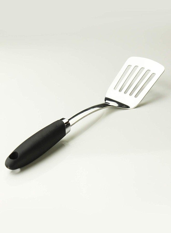 JXWING Brushed Slotted Stainless Steel Turner, Non-Slip Spatula with Ergonomic Handle - Image 2